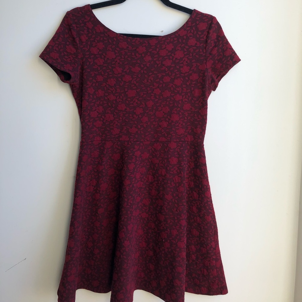 Red Boatneck Skater Dress